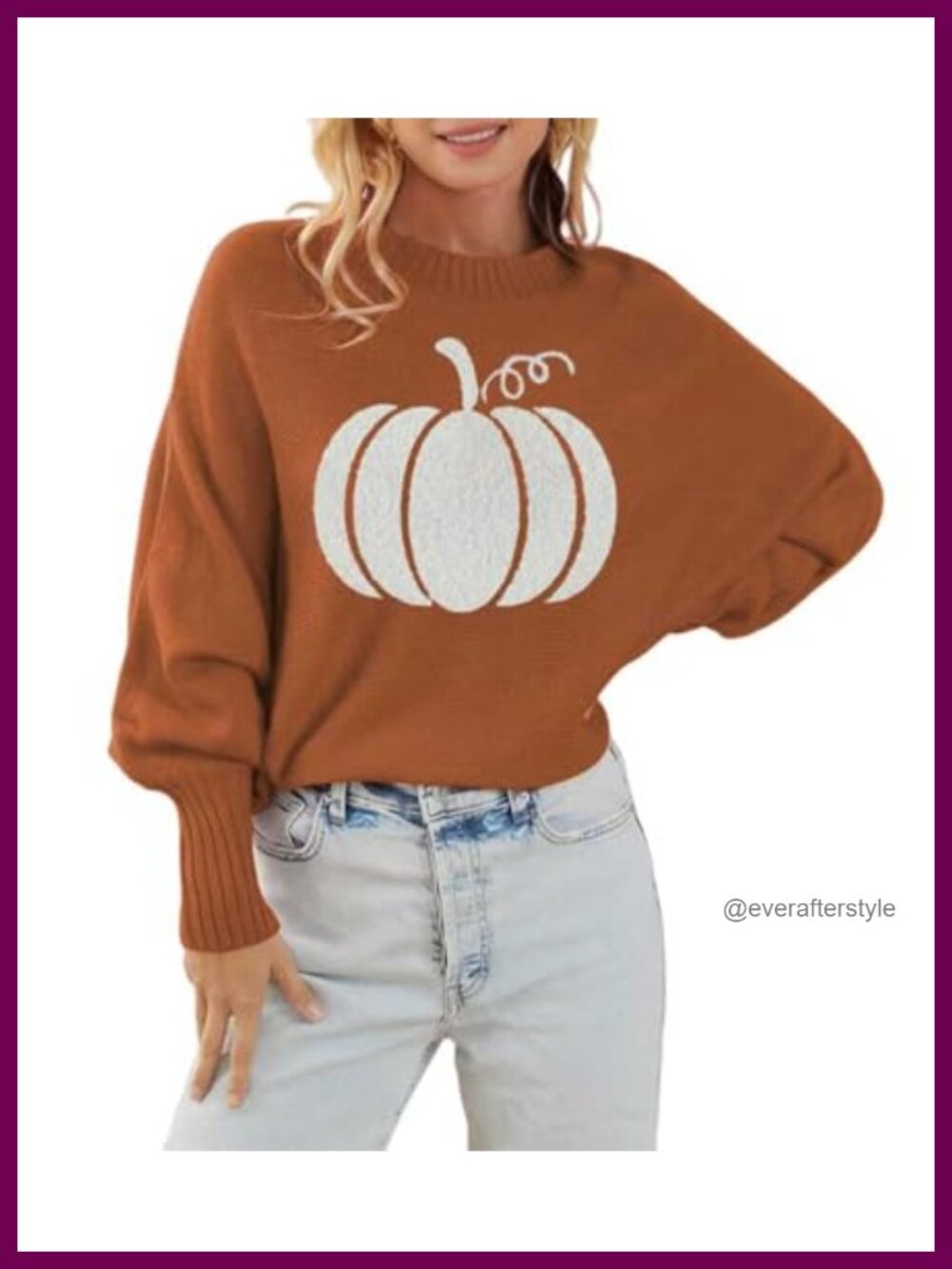 Womens Christmas Sweater Long Batwing Sleeve Loose Fit Pullover Top